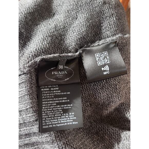 Prada Bead & Feather Embellished Gray Cashmere Cardigan - Picture 5 of 6